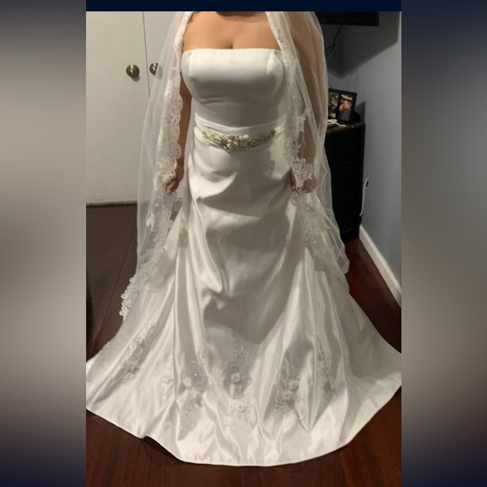White wedding dress with veil